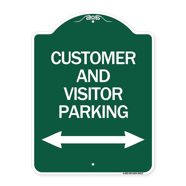Signmission Customer & Visitor Parking Bidirectional Arrow, Green & White Alum Sign, 18" x 24", GW-1824-24217 A-DES-GW-1824-24217 - main